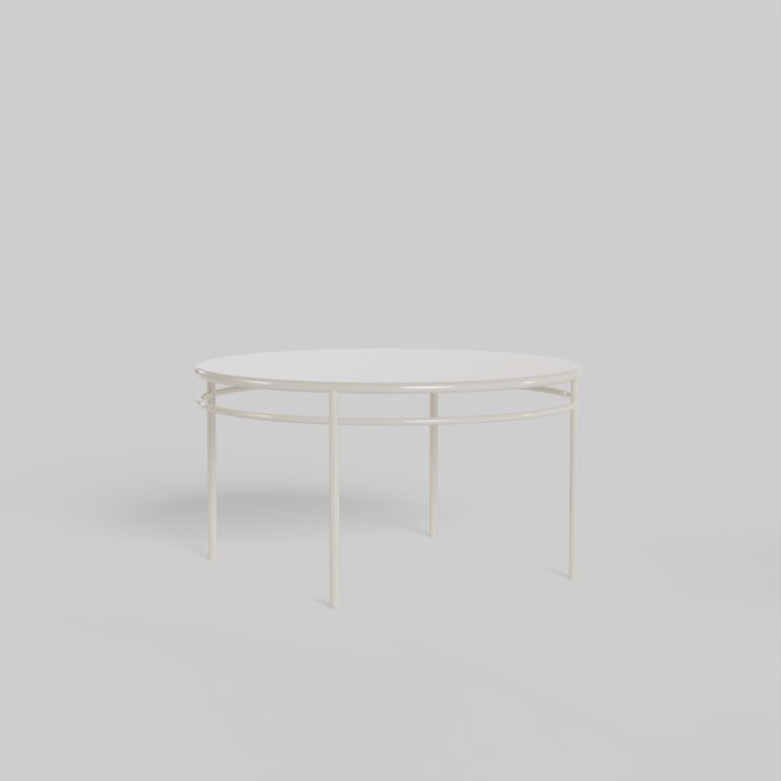 table ronde blanche tube acier pour extérieur