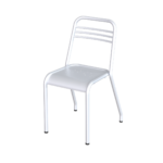 Chaise en tube métal blanc laqué pour mobilier scolaire