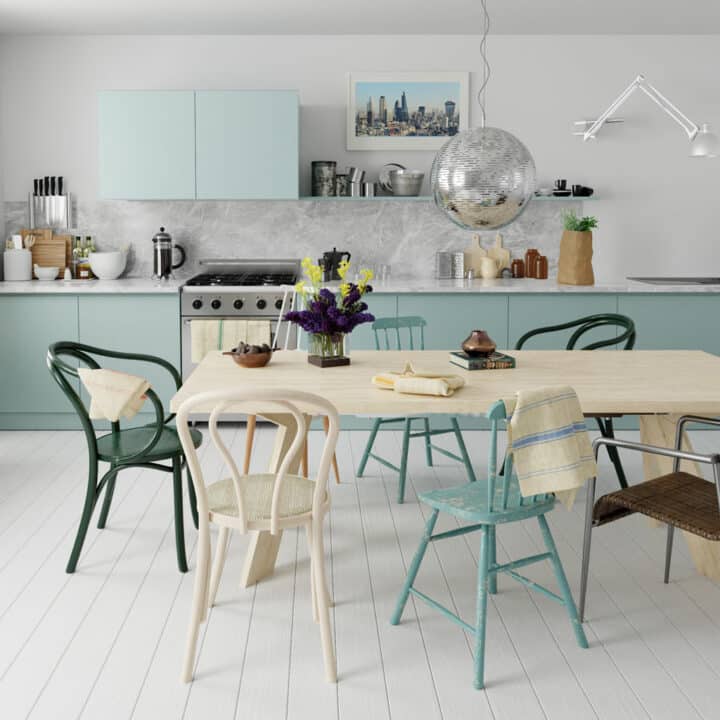 cuisine moderne scandinave tendance 2024 table chaise meuble fauteuil